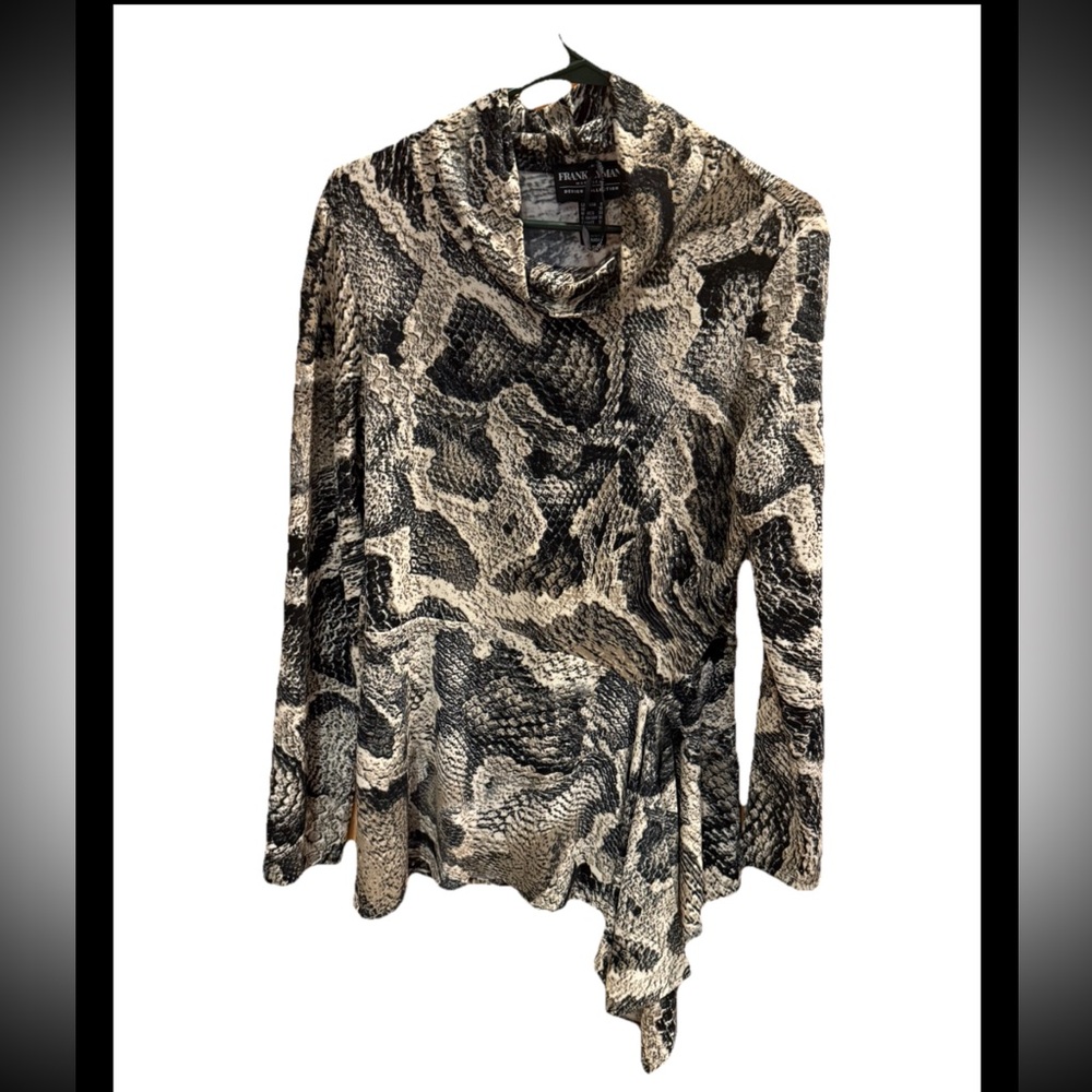 Frank Lyman Tunic Snakeskin Asymmetrical Hem Size 8